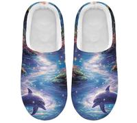 Chaussures De Maison Mammifères marins Fleurs de lune Chaussons | Confortable Chausson Réglable Pantoufle Extérieur Voyage