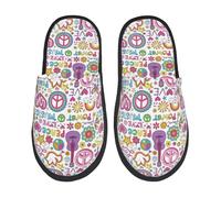 Chaussures De Maison Paix, Amour Et Pouvoir Des Fleurs De Colombe Fuzzy Pantoufles Duveteux Pantoufles Pour Femme Et Homme Chaussures Pour Fête Piscine Spa M