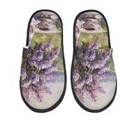 Chaussures De Maison Peinture Scénique De Théière De Lilas Chaussures Outdoor Pantoufle Duveteux Fuzzy Pantoufles Pour Camping Spa Hiver M