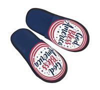 Chaussures De Maison Que Dieu Bénisse L'Amérique Étoile Patriotique Pour Femme Et Homme Fuzzy Pantoufles Outdoor Pantoufles Spa Slippers Pour Hiver Camping L