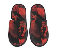 Chaussures De Maison Red And Black Abstract Skull Print Chaussures Pour Femme Et Homme Shoes Duveteux Slippers Pour Fête Hôtels Voyages M