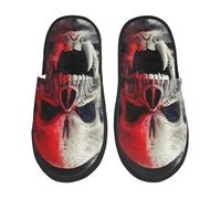 Chaussures De Maison Red And White Screaming Demon Skull Print Chaussures Outdoor Pantoufle Antidérapantes Fuzzy Pantoufles Pour Piscine Chambre À Coucher Fête M