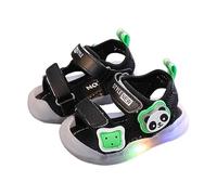 Chaussures de Marche à Semelle Souple pour Nouveau-nés d'été 2025 pour garçons et Filles de 1 à 3 Ans, Sandales Lumineuses pour Tout-Petits, Chaussures de Plage Tresse (Black, 20)