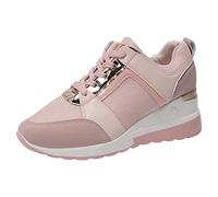 Chaussures de marche à talon haut en mousse à mémoire de forme pour femme avec soutien de la voûte plantaire - Chaussures de course confortables à talon plat, rose, 38 EU