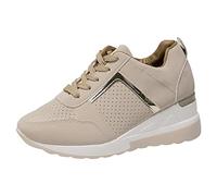 Chaussures de marche à talon haut en mousse à mémoire de forme pour femme avec soutien de la voûte plantaire - Chaussures de course confortables à talon plat, marron, 38.5 EU