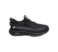 Chaussures de marche avec amorti - Chaussures de loisirs pour homme - Baskets d'été - Chaussures de sport en maille - Coussin d'air - Chaussures de course sur route légères - Respirantes - 2025, Noir