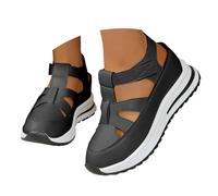 Chaussures de Marche Compensé en Cuir Légères et Confortables Sneaker Tendance Sport Sandales Chaussures sans Lacets Antidérapantes pour Fitness Course Intérieur & Extérieur (37)
