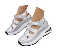 Chaussures de Marche Compensé en Cuir Légères et Confortables Sneaker Tendance Sport Sandales Chaussures sans Lacets Antidérapantes pour Fitness Course Intérieur & Extérieur (42)