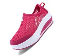 Chaussures de Marche Confortables pour Femmes avec Soutien de la voûte Plantaire Chaussures orthopédiques médicales pour fasciite Sportives Larges antidérapantes légères (Red, 42)