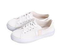 Chaussures de marche décontractées à lacets en toile denim pour femme, blanc, 38 EU
