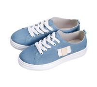 Chaussures de marche décontractées à lacets en toile denim pour femme, bleu, 36.5 EU