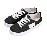 Chaussures de marche décontractées à lacets en toile denim pour femme, Noir , 36 EU