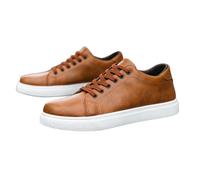 Chaussures de marche décontractées en cuir pour homme | Dessus en cuir synthétique, design épuré, semelle contrastée, coupe classique à lacets, commutations, promenades quotidiennes