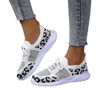 Chaussures De Marche Décontractées for Femmes Baskets Rétro À Imprimé Léopard Chaussures De Course Sur Route En Maille Respirante D'été Chaussures Orthopédiques À Semelle Souple ( Color : Black , Size