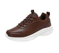 Chaussures de marche en cuir pour homme - Légères et confortables - Base épaisse - Augmentation de la hauteur - Chaussures avec lacets - Baskets de trekking à enfiler - Coupe large - Rembourrées et