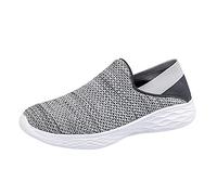 Chaussures de marche en salle pour homme - En maille légère et respirante - Chaussures de fitness pour personnes d'âge moyen et plus âgés - Semelle épaisse - Chaussures de loisirs confortables, gris