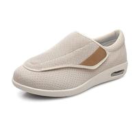 Chaussures de marche extra larges pour diabétiques et personnes âgées, chaussures orthopédiques ajustables avec semelle à coussin d'air, chaussures confortables et antidérapantes, Off white-48_eu