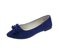Chaussures de Marche Femme Basket Confortable Femme Women's Flat Shoes Spring Summer and Autumn Lightweight Suede Pointed Shallow Mouth Soft Bottom Bow Single Shoes Daily Dating Commuting Bleu 36