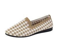Chaussures de Marche Légères et Confortables Chaussure Hiver Chaude 2023 Automne Nouvelle Europe Et Les États- Commerce Extérieur Tête Ronde Plat Chaussures Femme Bouche Peu Profonde(Khaki, 42)