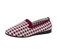 Chaussures de Marche Légères et Confortables Chaussure Hiver Chaude 2023 Automne Nouvelle Europe Et Les États- Commerce Extérieur Tête Ronde Plat Chaussures Femme Bouche Peu Profonde Sport(Red, 38)