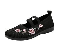 Chaussures de Marche Légères et Confortables Proposition de catégorie et Titre pour Une Chaussure décontractée féminine Chaussures d'été brodées à la Mode Confort Respirant(Black, 37)