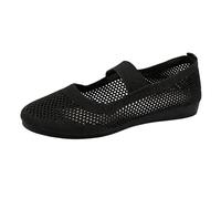 Chaussures de marche Mary Jane en maille respirante pour femme - Légères et décontractées - Avec sangle élastique - Confortables au quotidien, Noir , 39.5 EU
