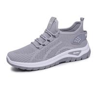 Chaussures de marche orthopédiques larges pour femme avec soutien de la voûte plantaire, baskets de course décontractées, chaussures de sport athlétiques, légères et respirantes à enfiler, gris, 40 EU