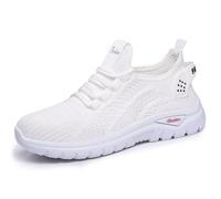 Chaussures de marche orthopédiques larges pour femme avec soutien de la voûte plantaire, baskets de course décontractées, chaussures de sport athlétiques, légères et respirantes à enfiler, blanc, 37.5