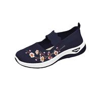 Chaussures de marche orthopédiques pour femme : Baskets à enfiler avec imprimé floral Chaussures de loisirs à pied large Chaussures d'été ouvertes à l'arrière Chaussures en tissu à semelles souples
