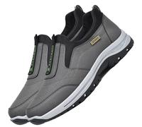 Chaussures de Marche orthopédiques pour Homme en Cuir Suédé résistantes à l'usure Respirantes et Bon Soutien de la voûte Plantaire de Course décontractées,Gris,45/275mm
