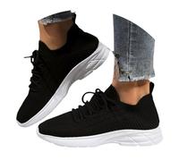 Chaussures de marche pour femme - Avec coussin d'air - Respirantes - Élégantes - En mousse à mémoire de forme - Chaussures de jogging confortables - Chaussures de fitness légères, Noir , 38 EU