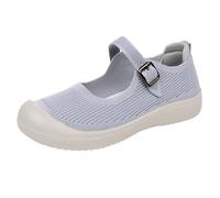 Chaussures de marche pour femme - En maille - Hautes respirantes - Souple - En mousse à mémoire de forme - Sangle et boucle - Légères, gris, 38 EU