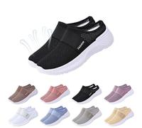 Chaussures de marche pour femme - Légères et larges - En maille - Slip On - Chaussures basses ouvertes à l'arrière - Sans lacets - Chaussures de sport plates avec amortissement - Antidérapantes