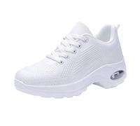 Chaussures de Marche pour Femmes Casual Minceur Léger Chaussures Femme Respirant Et Décontracté Avec Semelle Extractable Trekking En Maille Outdoor Tennis Plateforme Running Respirant Jogging, Blanc