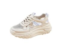 Chaussures de marche respirantes pour femme - Avec élastique et élégantes - En mousse à mémoire de forme - Chaussures de jogging - Chaussures de fitness légères, kaki, 36 EU
