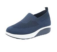 Chaussures de marche urbaines compensées pour femme - Talon côtelé - Chaussures de marche décontractées à enfiler - Pour les trajets et la promenade en ville