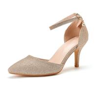 Chaussures De Mariage 7Cm Chaussures De Mariée Et De Demoiselle D'honneur Sandales Grande Taille Paillettes D'or Talons Hauts Bout Pointu Sandales Stiletto Chaussures Habillées,D'or,41 EU