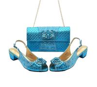 Chaussures de mariage africaines ornées de strass pour femme - Grande taille - Rose, 938 90 Bleu ciel, 42.5 EU