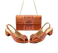 Chaussures de mariage africaines ornées de strass pour femme - Grande taille - Rose, 938 90 Orange, 42 EU