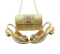 Chaussures de mariage africaines ornées de strass pour femme - Grande taille - Rose, Or 938 90, 41.5 EU