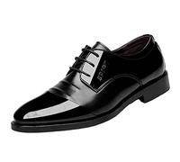 Chaussures de mariage classiques à lacets pour homme - Bout pointu - En cuir - Talon bloc - Augmentation de la hauteur - Richelieu antidérapant - Large - Pour événements d'affaires décontractés, bleu