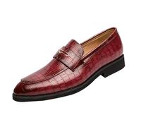 Chaussures de mariage formelles pour homme sans lacets, mocassins à enfiler à bout pointu en cuir à talon bloc antidérapant tendance pour intérieur et extérieur athlétique, Rouge, 39 2/3 EU