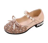 Chaussures de mariage pour enfants et filles - Chaussures pour fille - Avec perles et strass - Chaussures de princesse - Chaussures de danse - Chaussures d'école - Chaussures à talons bas - Chaussures