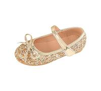Chaussures de Mariage pour Filles pour Enfants Chaussures pour Enfants à Fleurs Paillettes Fines Glitter Bow Girl Shoes (Gold, 28.5 Little Child)