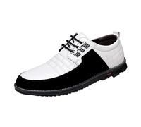 Chaussures de mariage vintage à lacets pour homme - Bout rond - En cuir - Antidérapantes - Large - Pour le bureau et les loisirs, blanc, 39 1/3 EU