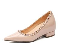 Chaussures de Mariée Antidérapantes Talon Invisible 7cm Bout Pointu Escarpins de Mariage Confortables en Cuir Verni Nude,Nude,37 EU