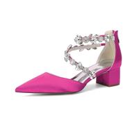Chaussures de mariée pour Femmes à Talon Bloc en Satin Blanc, Bout Pointu avec Strass en Cristal Double,C,41