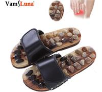 Chaussures de Massage en pierre, pantoufles de Massage d'acupression avec sandales de réflexologie thérapeutique en pierre naturelle pour Massage des points d'acupuncture des pieds 4344 Black