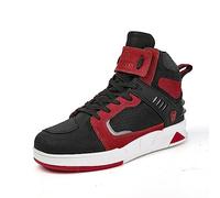 Chaussures de moto for hommes, chaussures planche course cuir suédé mode chaussures motard chaussures motard hors route bottes moto professionnelles protection contre les chocs 37-46 ( Color : rouge ,