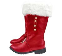 Chaussures de Noël en polaire pour homme - Bottes de Père Noël - Uni - Fermeture éclair latérale - Antidérapantes - Chaudes - Pour l'hiver et les fêtes de fin d'année, Rouge, 38 2/3 EU